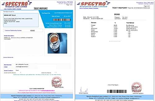 INDIAN ART VILLA Gold & Silver Polished Swastik Design Copper Lota Kalash, Pooja Temple Home Office, Diameter 3.5", Silver & Gold 6