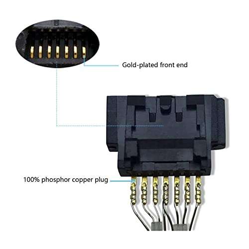 LINESO 6 Pack Straight SATA III Cable 6.0 Gbps 18 Inches (red) 5