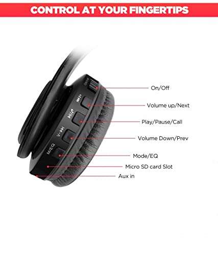 Macmerise Face Focus Deadpool Wireless Bluetooth On Ear Headphones with Mic (Multicolour) 5