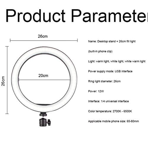 YLLN Ring Light 26cm/ 10in LED Ring Light with Stand and Phone Holder for YouTube Video/Photography Compatible and Makeup 2