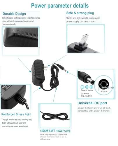 12 Volt 2A Power Adapter Supply, AC 100-240V to DC 12 V Power Supply Transformer Charger Wall Plug for DC12V Light Security CCTV Camera, Black, 8x5x3.3 cm 5