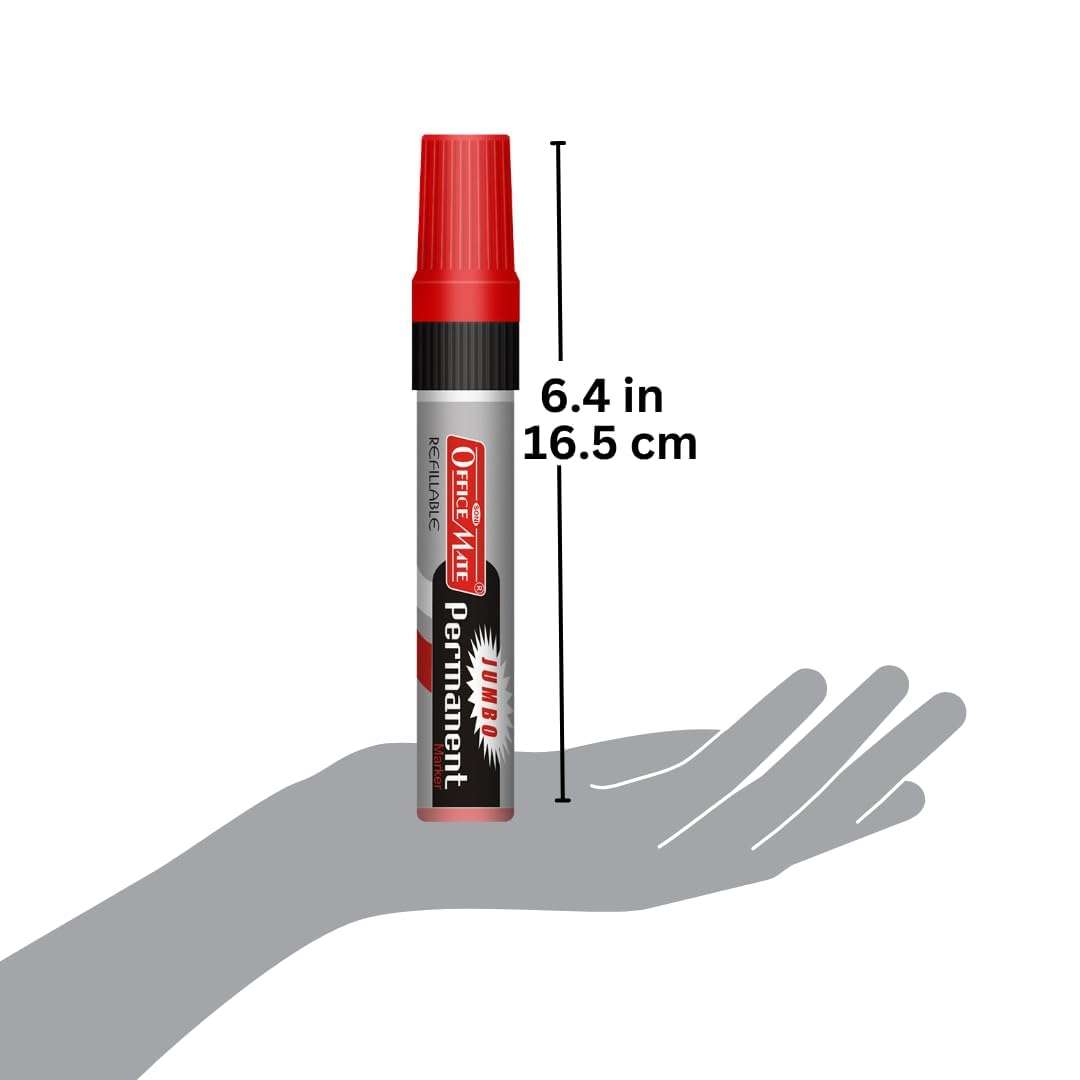 Soni Officemate Jumbo Permanent Marker -(Red 2pcs) 4