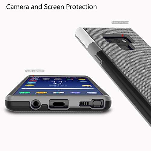Samsung Galaxy Note 9 Case, Zectoo Ultra Slim 3 Color Hybrid Impact Anti-Slip Shockproof Soft TPU Hard PC Bumper Extra Front Raised Lip Case Cover for Samsung Galaxy Note 9 (6.4 inch) - Light Gray 4