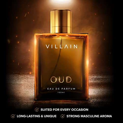 VILLAIN Oud Eau De Parfum for Men, 100ml| Super Long Lasting Premium Fragrance| Oudh Perfume| Oriental, Smoky, Spicy| Attar Like Scent for Luxury and Richness| Bold and Strong Aroma 4
