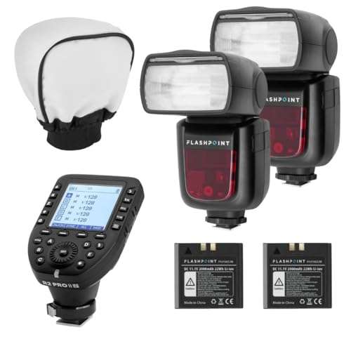 Flashpoint 2X Zoom Li-on R2 TTL On-Camera Flash Speedlight for Canon (V860II-N) + Glow Universal Bounce Diffuser + Flashpoint R2 Pro MarkII 2.4GHz Transmitter for Nikon 1