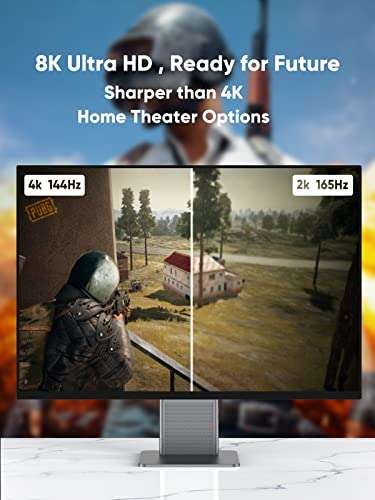 CableCreation 8K DisplayPort Cable 3 FT/0.9M, DP Cable 1.4 Male to Male,Support 8K@60Hz, 4K@144Hz, 2K@165Hz Video Resolution & HDR,Gray 3