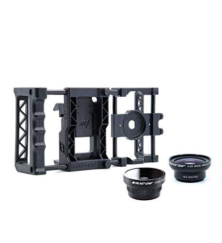 Beastgrip Pro + Wide Angle and Fish Eye Lenses Bundle. Universal iPhone Lens Adapter, Camera rig, Tripod Mount, Also Works with Android and Windows Phones. 1