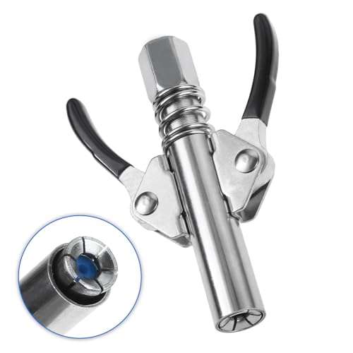 HZ-MONSTAR Grease Gun Coupler, 17000 PSI Double Handle Quick Lock Release Grease Tips Ends Couplers, Grease Gun Tip Grease Fittings Compatible with All Grease Guns 1/8" NPT Fittings Black 1