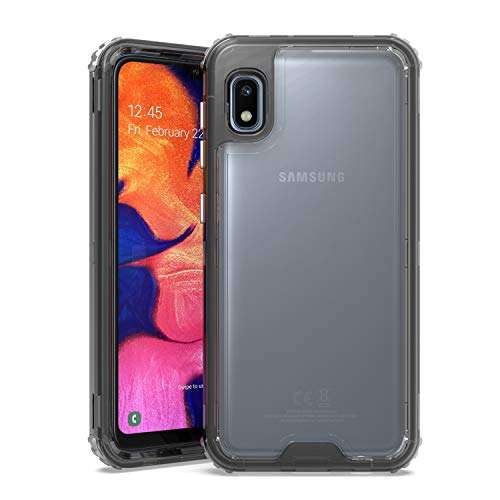 EnCASEs 3 in 1 Full Body Cell Phone Case for Samsung Galaxy A10E, Heavy Duty Front & Back Hybrid Case, Shockproof Bumper Case Cover, Smoke Frame 6