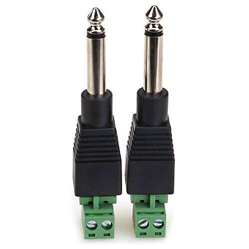 NANYI TS 1/4 Inch Jack, 6.35mm Mono Male Plug for Guitar/Speaker/Microphone Cable That can be Solderless Screw - 2 Pack 2