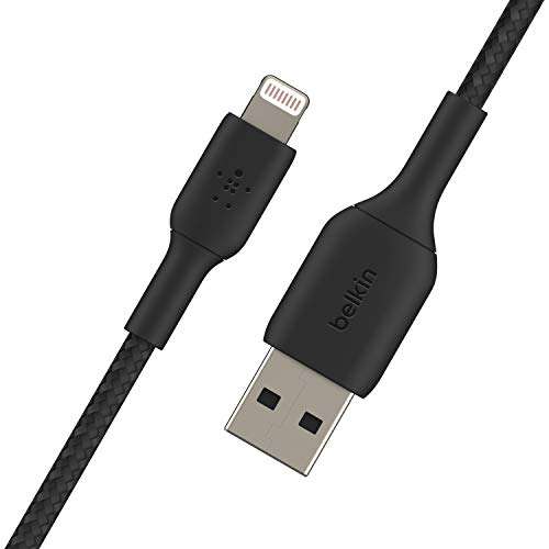 Belkin Apple Certified Braided Lightning to USB-A Charge and Sync Type A Cable, Tough and Durable, For iPhone, iPad, Air Pods, 3.3 Feet (1 Meter) - Black 3