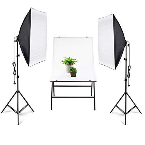 Softbox Lighting Kit, 135W 5500K LED Bulb 50x70cm SoftBox with Socket Continuous Photography Lighting Kit for YouTube Video, Portrait for Studio Lighting 6