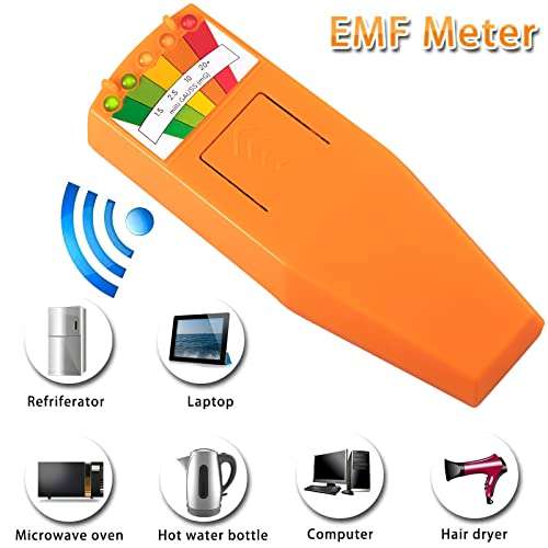 2 Pack 5 LED EMF Meter Magnetic Field Detector Ghost Hunting Paranormal Equipment Tester Portable Counter Orange 5