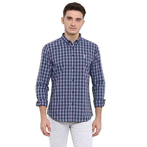 Red Tape Men's Checkered Regular fit Casual Shirt (RFS0334_Indigo Blue_S 1