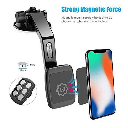 WixGear Magantic Mount, Universal Dashboard Curved Magnetic Phone Car Mount Holder for Cell Phones and Mini Tablets with Fast Swift-snap Technology, Magnetic Cell Phone Mount 4