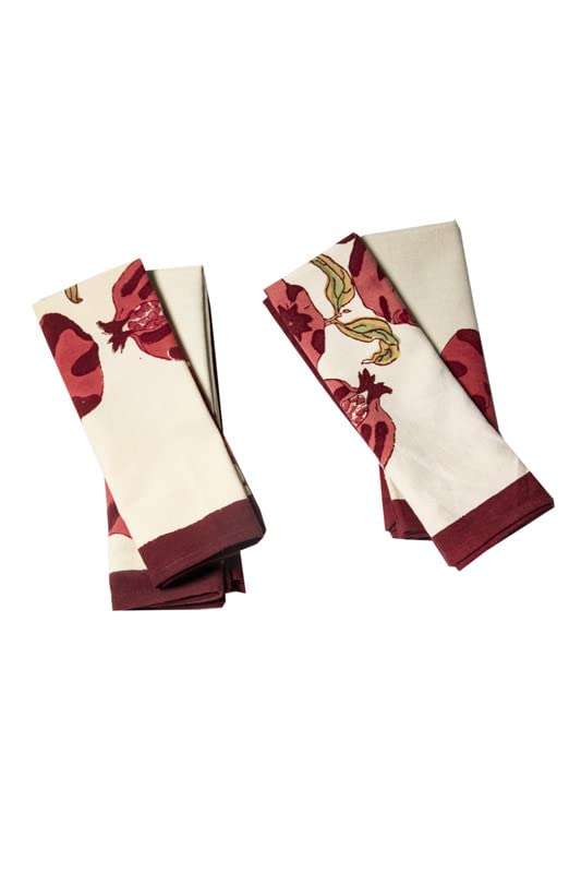 CONTRAST LIVING Amrea Hand Block Printed Kitchen Towel/Dish Towel/Hand Towel Multi Color Set of 4 Pcs 4