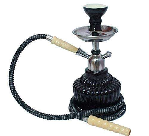 Designer Decorative Glass Hookah Pot (Black_4 Inch X 6 Inch X 16 Inch) 1