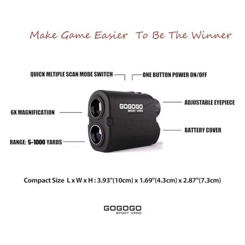 Gogogo Sport Vpro Laser Golf/Hunting Rangefinder, 6X Magnification Clear View 650/1200 Yards Laser Range Finder, Lightweight, Slope, Pin-Seeker & Flag-Lock & Vibration (650 Yard) 3