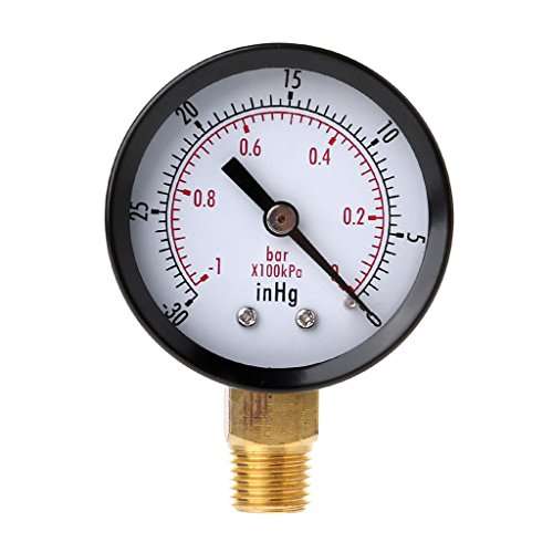 Youngy Vacuum Pressure Gauge Mini Dial Air Pressure Meter Double Scale BAR inHg 1/4" NPT 1