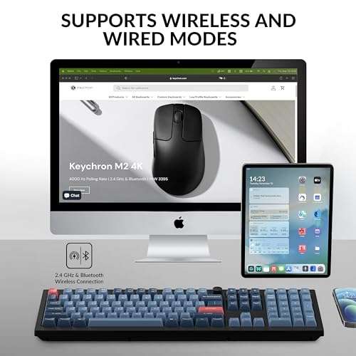 Keychron V6 Max Wireless Custom Mechanical Keyboard, 2.4 GHz Bluetooth QMK Full-Size Layout RGB with Hot-swappable Gateron Banana Switch Compatible with Mac Windows Linux 3