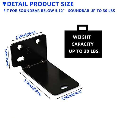 Suixing Universal Wall Mount with Hardware Kit Sound Bar Mounts Mounting Bracket Compatible Most of Soundtouch/Soundbars Home Theater System Wall Mount Brackets-Black 3