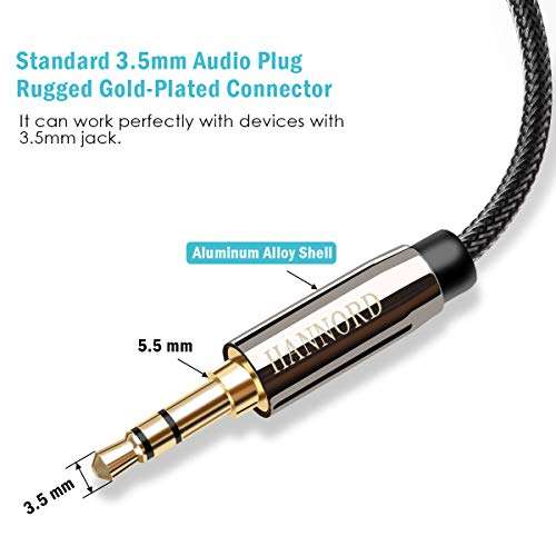 AUX Cable, Hannord 3.5mm Nylon Braided Stereo AUX Cable Male to Male Hi-Fi Sound AUX Cord Auxiliary Audio Cable for Car, Headphone, Speaker, Home Stereo, iPhone, Echo(3.3 Feet / 1 Meter) 2