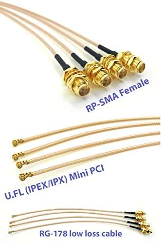 Pack of 4 RF U.FL(IPEX/IPX) Mini PCI to RP-SMA Female Pigtail Antenna Wi-Fi Coaxial RG-178 Low Loss Cable (4 inches (10 cm)) 3