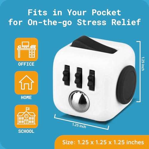 Antsy Labs The Original Fidget Cube, Stress Relief Desk Toy with 6 Sides, Gadget for Focus, Anxiety Relief, Sensory Processing Challenges, Fun Gift for Kids, Teens, and Adults, Pocket-Sized, Dice 6