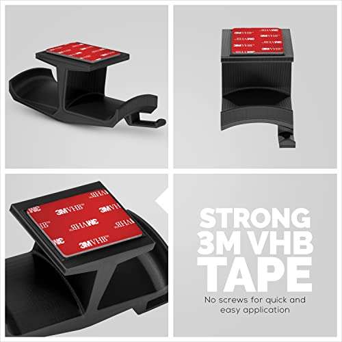 BRAINWAVZ UltraT Large Under Desk Headphone Stand Mount Holder, for Gaming, Music, Mobile Headsets Hanger, No Screws, Cable Hook (Black) 4