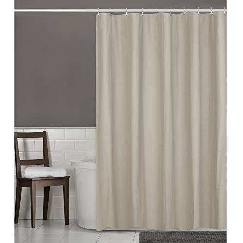 Zenna Home Herringbone Ultimate Waterproof Fabric Liner Shower Curtain, 70" x 72", Linen 2