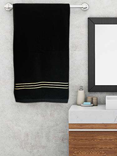 Heart Home Cotton Bath Towel Super Soft, Fluffy, and Absorbent, Perfect for Daily Use 100% Cotton Towels, 400 GSM (Black)-HEART11580 4