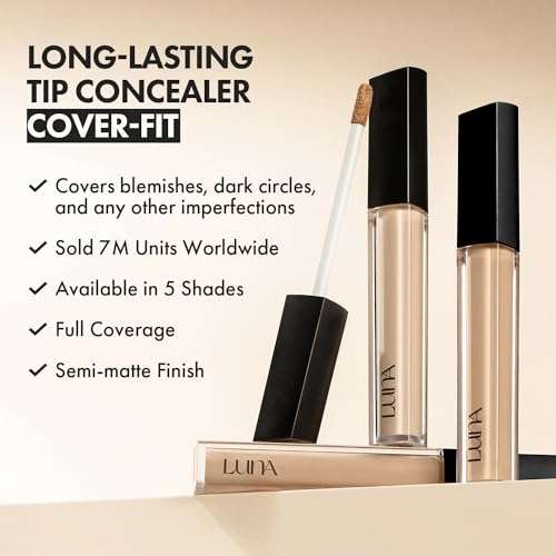 LUNA Long Lasting 4x BIG Size Concealer (#02 Beige) 1.05 fl. Oz, Full Coverage & Natural Finish, For Under Eye Dark Circles, Fine Lines, Redness & Discoloration 2