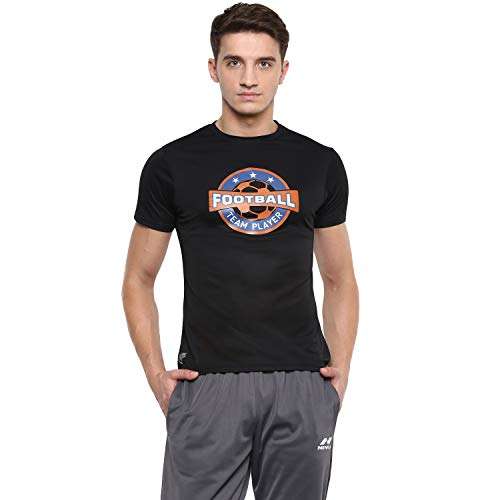 Nivia Nitro-5 Printed T-Shirt for Men (Black,XS)