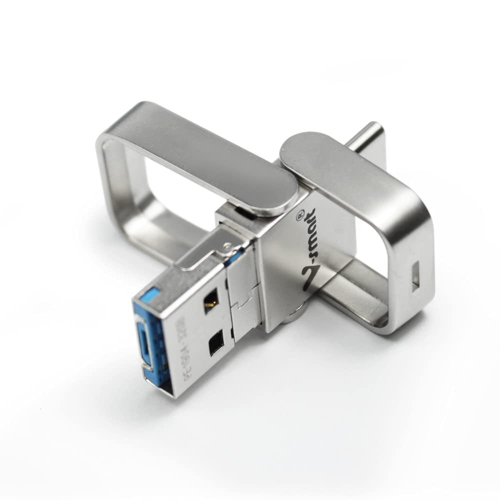 V-smart TC-302 USB 3.0 Type C Flash Drive | 3 in 1 USB C, USB A, Micro USB| High Speed OTG Flash Drive for Smartphone, Tablets, New MacBook (Matte Silver 128GB) 4