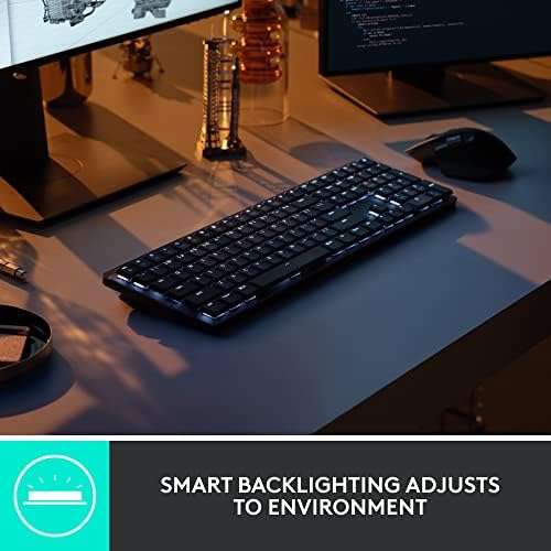 Logitech MX Mechanical Wireless Illuminated Performance Keyboard, Tactile Quiet Switches, Backlit Keys, Bluetooth, USB-C, macOS, Windows, Linux, iOS, Android, Metal, ‎Graphite 5