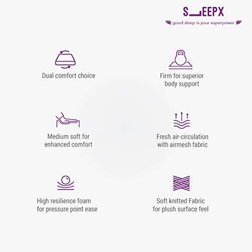 SleepX Dual Comfort Mattress 6 inch Double Bed Size, High Density (HD) Foam- Medium Soft & Hard (Orange, 78x48x6 Inches) 2