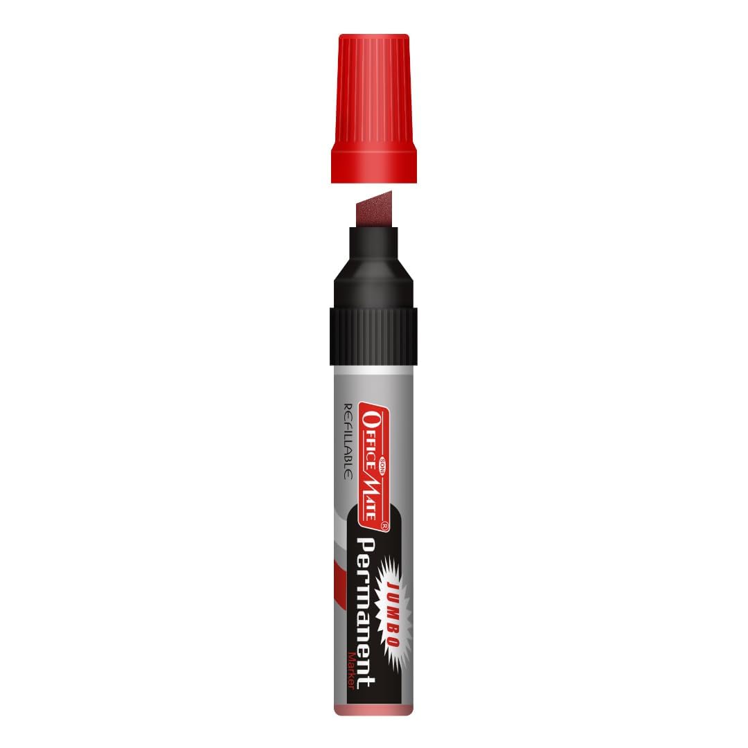 Soni Officemate Jumbo Permanent Marker -(Red 2pcs) 3