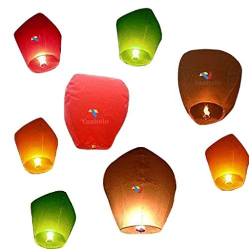 Kite Paper Flying Sky Hot Air Balloon Multicolour Wishing Sky Lanterns Kite/Flying Night Sky Candle for Diwali/Christmas/Marriage/Birthday/All Festival Pack of 3 AMS36 2