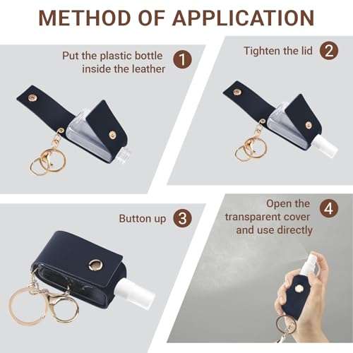 Wumuzai 6 Pack Keychain Alcohol Spray Bottle, Mini Travel Size 1 oz, Portable Refillable Hand Sanitizer Bottle Case Holder, Empty Small Perfume Spray Bottle for Water Soap Lotion (B) 6