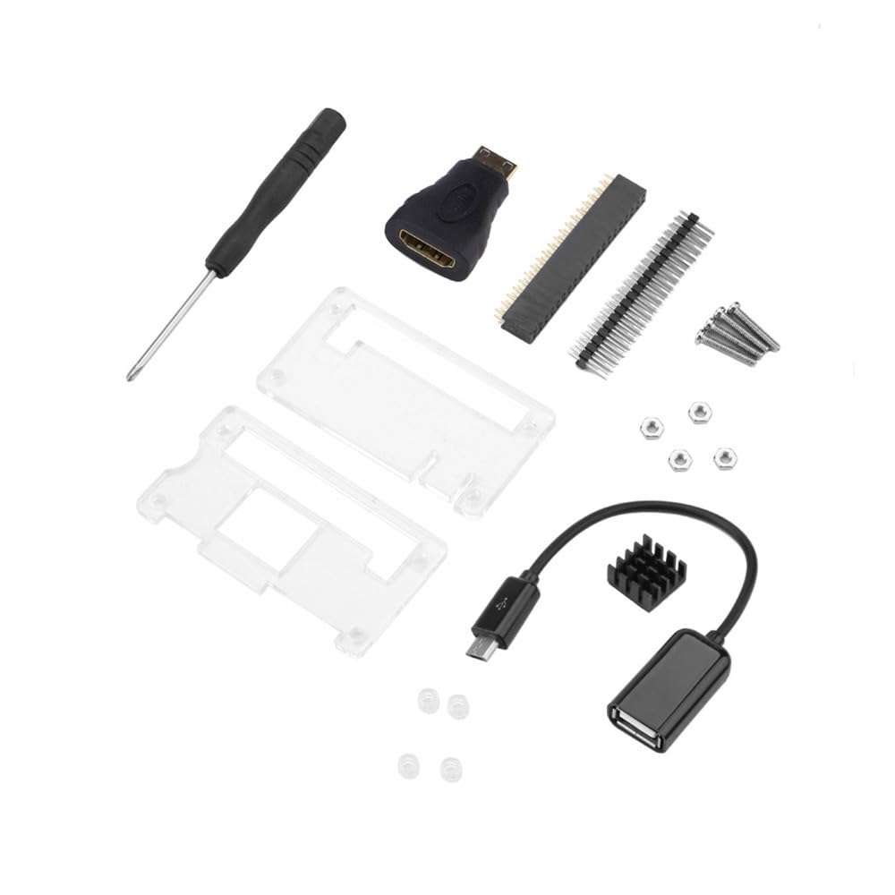 Chiffonade Basic Protective Case Suite Kit Compatible with Raspberry Pi Zero/for Zero W, Includes Heat Sink, OTG Cable, and 40-Pin GPIO Accessories 4
