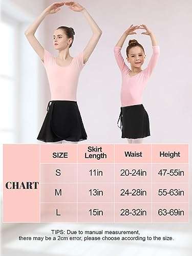 Soudittur Ballet Wrap Skirts Chiffon Dance Skirt for Toddler/Girls/Women (Black, Small) 5