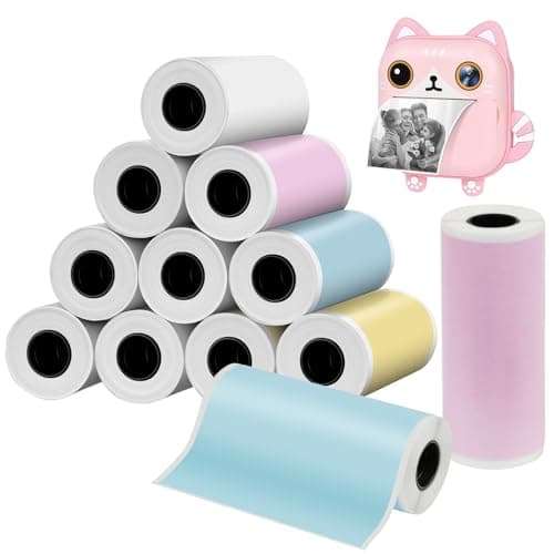Ainiv 12 Rolls Kids Instant Camera Refill Print Paper, 2.2 x 1inch Camera Print Paper, BPA-Free Non-Adhesive Smooth Papers, Print Camera Accessories, Print Paper for Kids Instant Camera 1