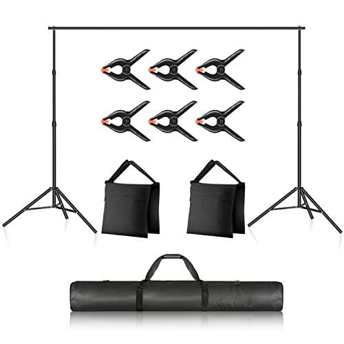 Neewer Photo Studio Backdrop Support System, 10ft/3m Wide 6.6ft/2m High Adjustable Background Stand with 4 Crossbars, 6 Backdrop Clamps, 2 Sandbags, and Carrying Bag for Portrait & Studio Photography 4