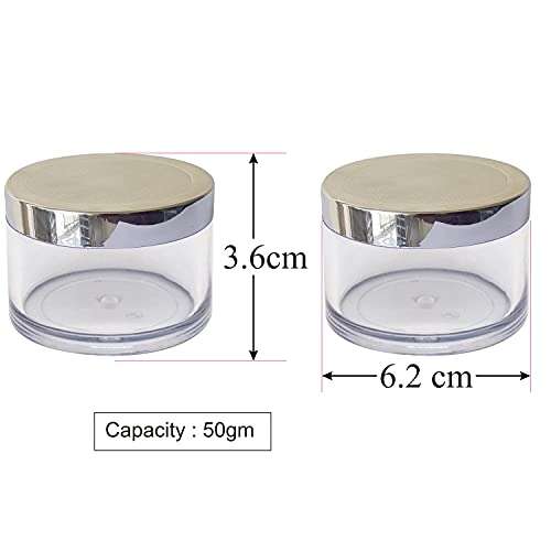 Zenvista 50gm Acrylic Shan Jars with Silver Lid for Lip Balms/DIY Skin Care/Empty Container/Easy to Carry/Travel Friendly, (Pack of 3) 3