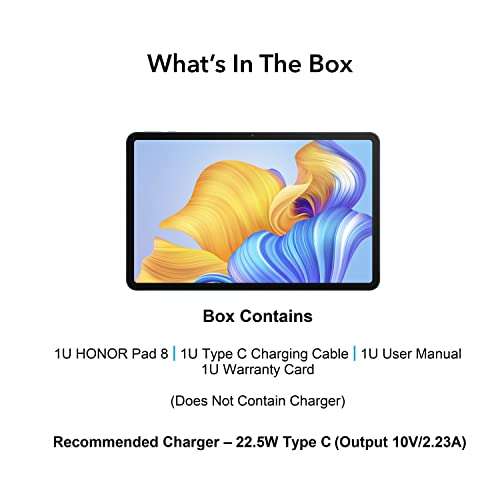 HONOR PAD 8 30.4 cm (12") 2K Display, Qualcomm Snapdragon 680, 6GB RAM, 128GB Storage, 8 Speakers, Android 12, Tuv Certified Eye Protection, Up to 14 Hours Battery, WiFi Tablet, Metal Body, Blue Hour 6