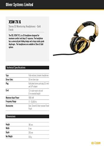 osl oliver systems limited XSW 7X Wired Over Ear Headphones Without Mic (Gold) 3