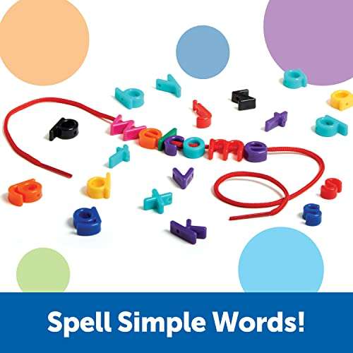 Learning Resources Lowercase Lacing Letters - 275 Pieces, Ages 3+, Toddler Alphabet Learning Toys, Letter Beads for Kids, Homeschool Supplies, Alphabet Beads, Early Spelling,Back to School Supplies 4