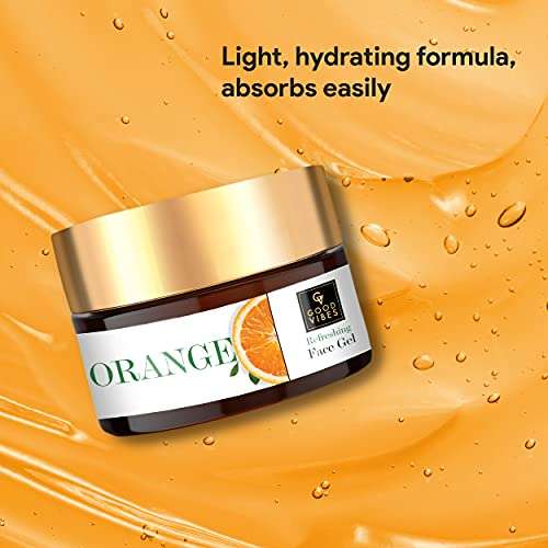Good Vibes Orange Refreshing Face Gel 100 g, Skin Brightening Hydrating Non Greasy Moisturizing Light Weight Nourishing Formula for All Skin Types, Natural, No Parabens & Sulphates, No Animal Testing 2