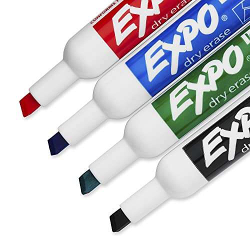 Expo 6-Piece Low Odor Dry Erase Chisel Point Tip Marker Starter Kit(80653), Multicolor 3