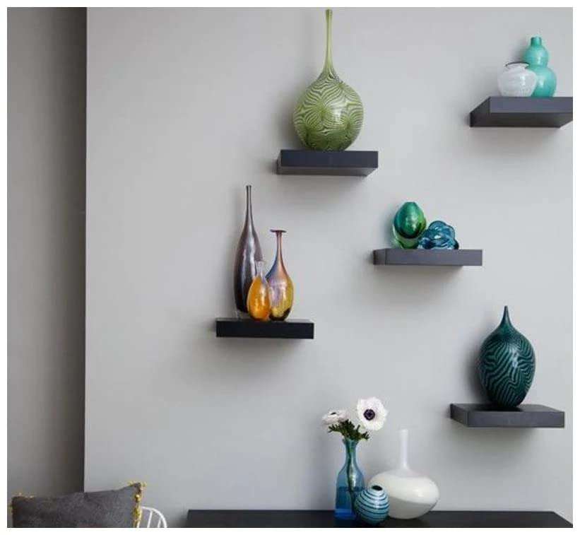 Wooden cave Planter Stands for Indoor Plants Wooden (Black) | Set of 3 | Multipurpose Cubical Wall Mounted Stand for Home Decor (Black) 1